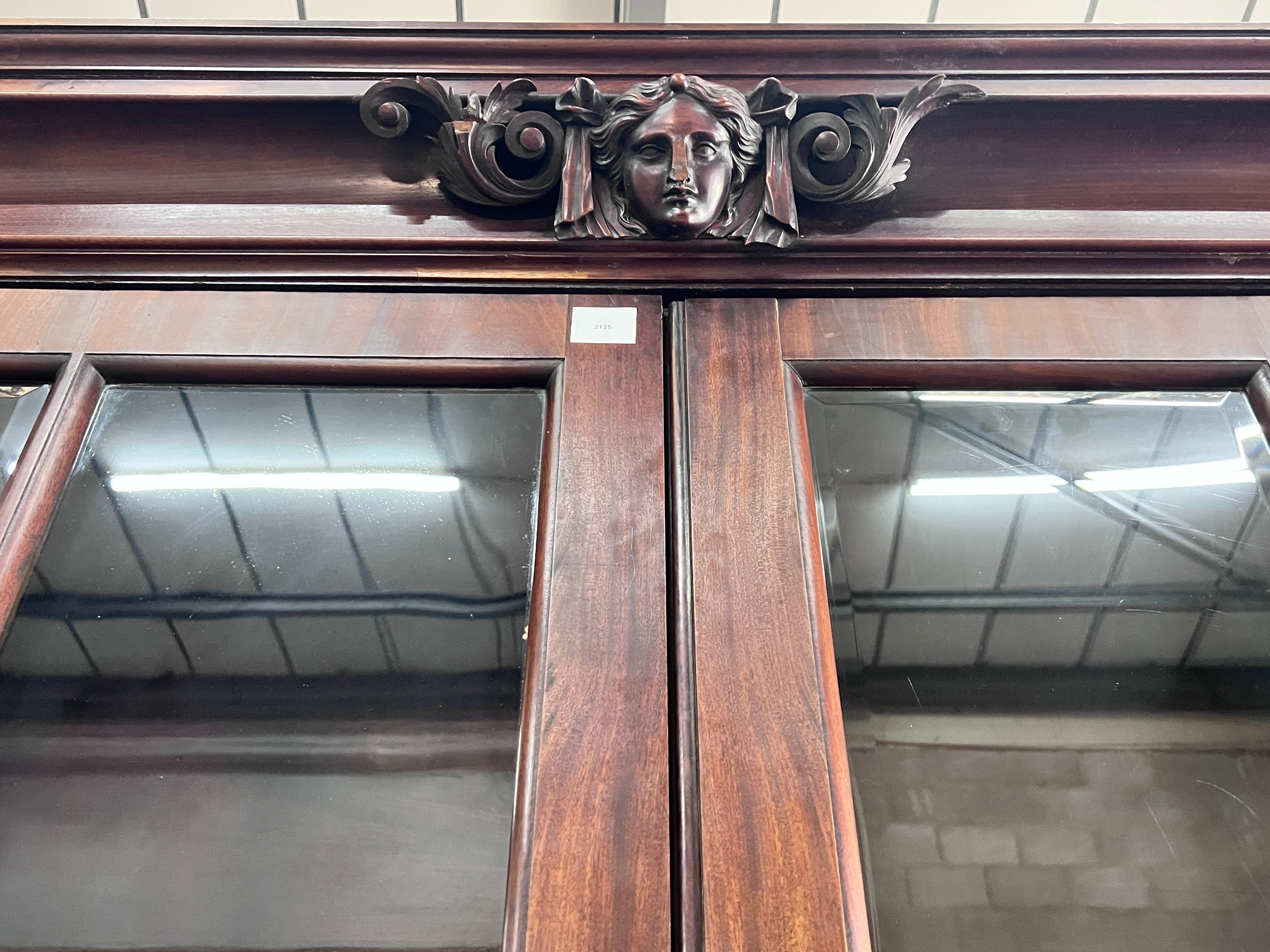 A 19th century and later glazed mahogany four door bookcase, width 161cm, depth 47cm, height 264cm